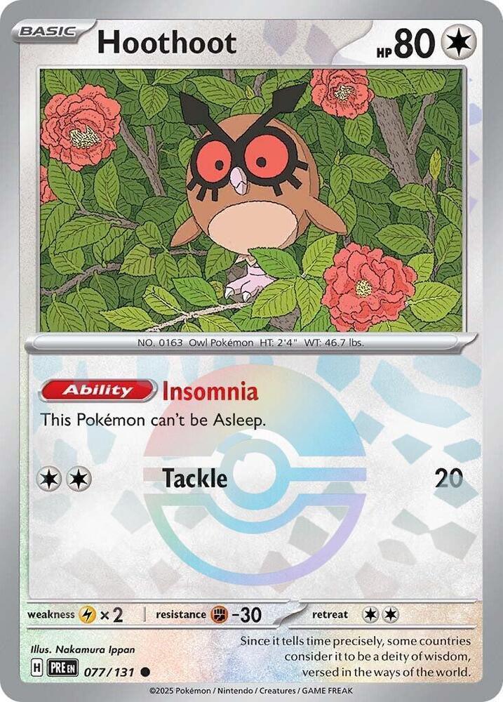 Hoothoot (077/131) (Poke Ball Pattern) [Scarlet & Violet: Prismatic Evolutions]