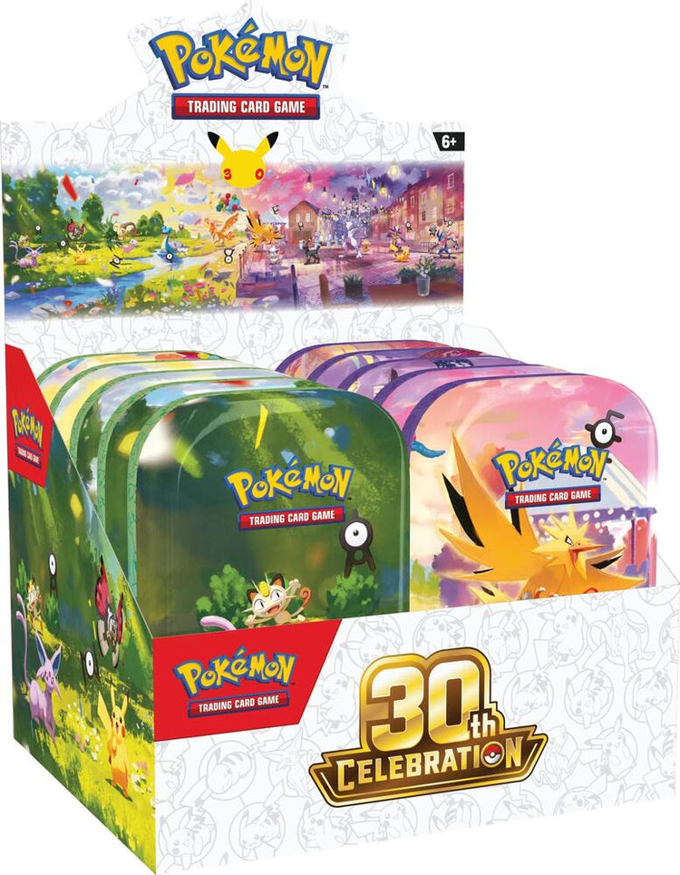 Pokemon 30th Celebration Mini Tin - 10 Tin Display