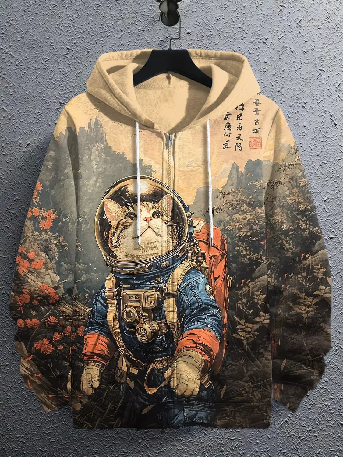Cartoon Graffiti Cat 3d Print Zipper Hoodies Sweatshirts