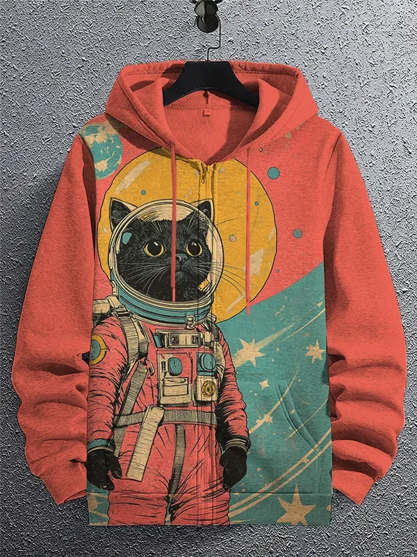 Cartoon Graffiti Cat 3d Print Zipper Hoodies Sweatshirts