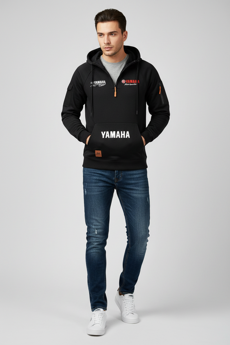 2026 Yamaha Autumn and Winter Vintage Heavy-Duty Men’s Fleece Hooded Sweater