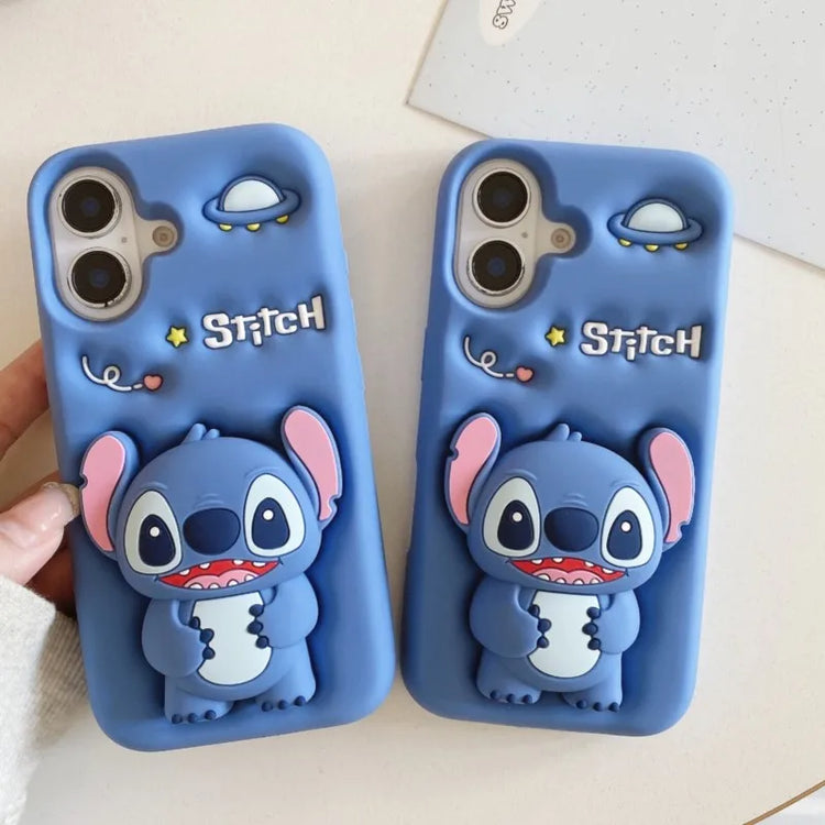 Cute 3D Cartoon Stitch Silicone Phone Case for iPhone 18 17 Pro 16 15 14 13 12 11 Pro Max Anime Shockproof Soft Protective Cover