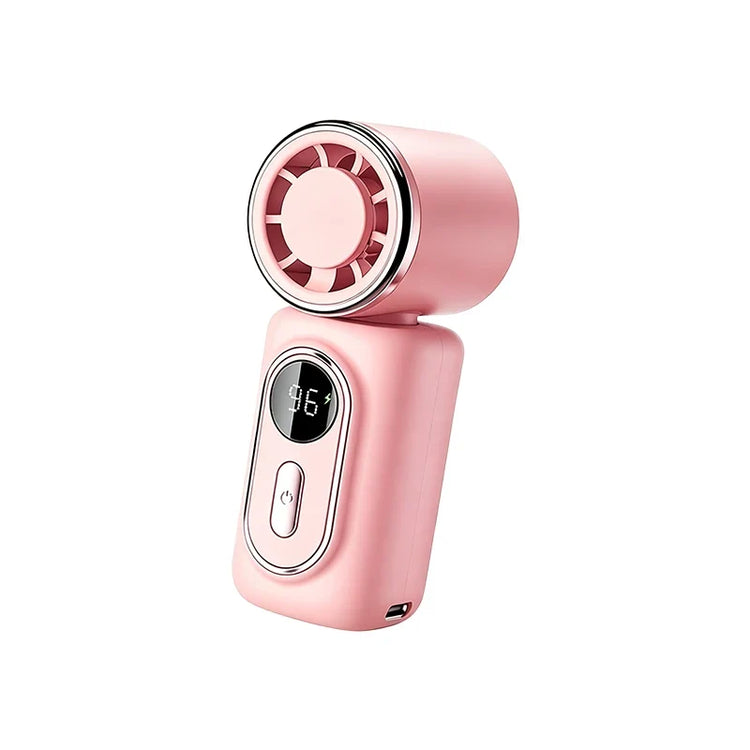 Portable Mini Fan Handheld Small Fans 5 Speeds 3000mAh Cooling Turbo Fan LED Display 180° Adjustable Clip Type-C Rechargeable