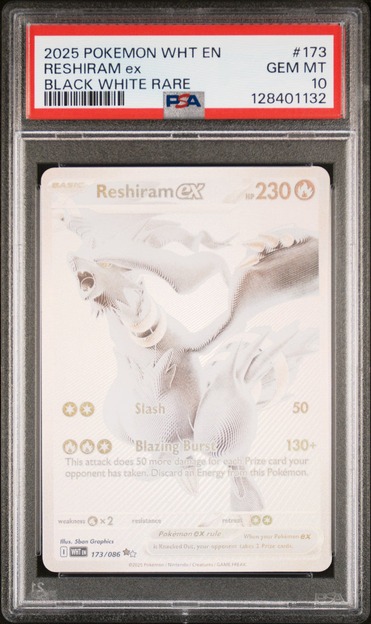 PSA 10 Reshiram ex Black White Rare #173 · White Flare · 2025