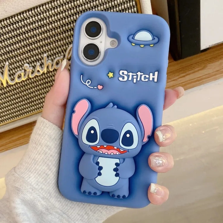 Cute 3D Cartoon Stitch Silicone Phone Case for iPhone 18 17 Pro 16 15 14 13 12 11 Pro Max Anime Shockproof Soft Protective Cover