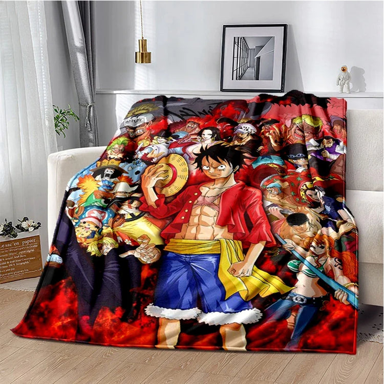 Anime One Piece 3D Cartoon Blanket - Soft, Warm Throw for Bedroom, Living Room, Bed, Camping, Picnic, Office, Kids Gift